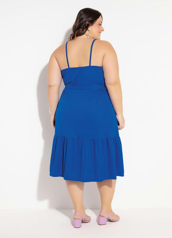 Queima Estoque - Vestido Azul Royal com Faixa Grátis Plus Size 6