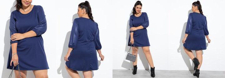 Vestido Azul Safira Mangas em Cirr.