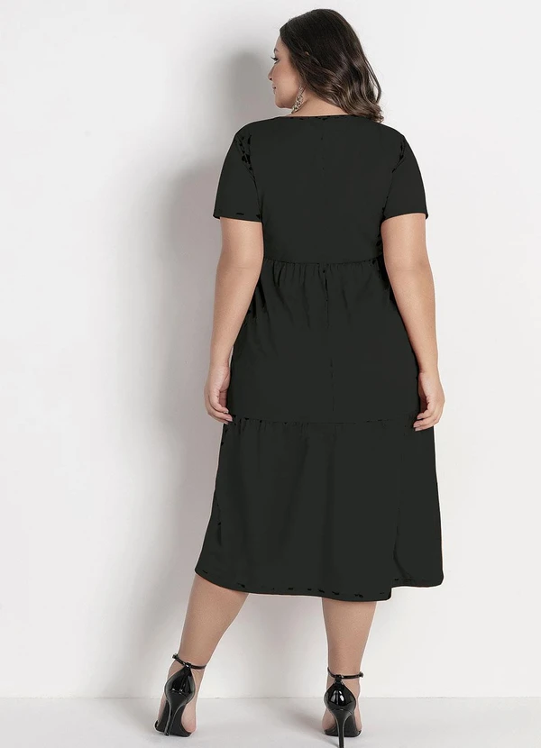 Marguerite - Vestido Babados Preto Plus Size 2