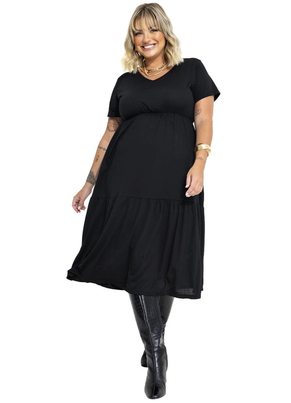 Marguerite - Vestido Babados Preto Plus Size 3