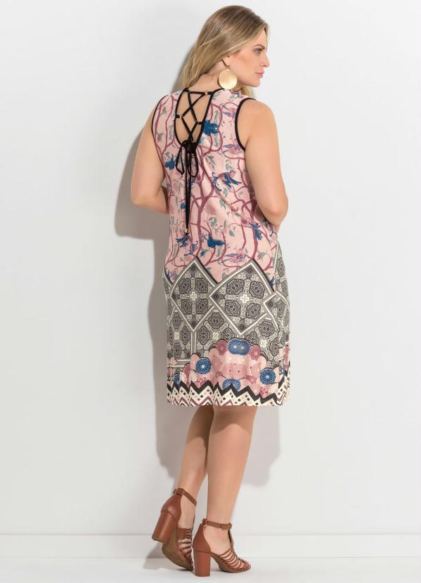 Quintess - Vestido Barrado Rosê com Amarração Costas 4