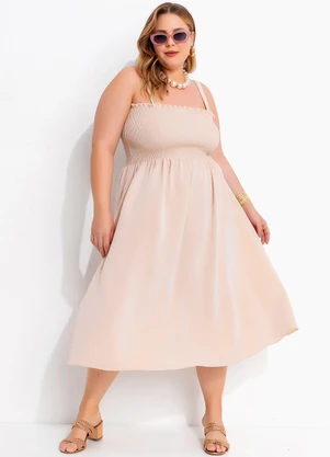 Marguerite - Vestido Bege Claro em Crepe Plano - MARGUERITE