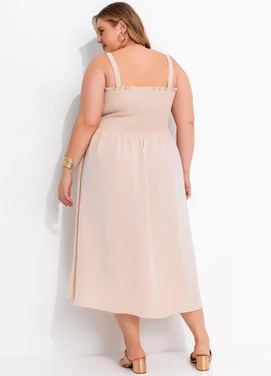 Marguerite - Vestido Bege Claro em Crepe Plano - MARGUERITE