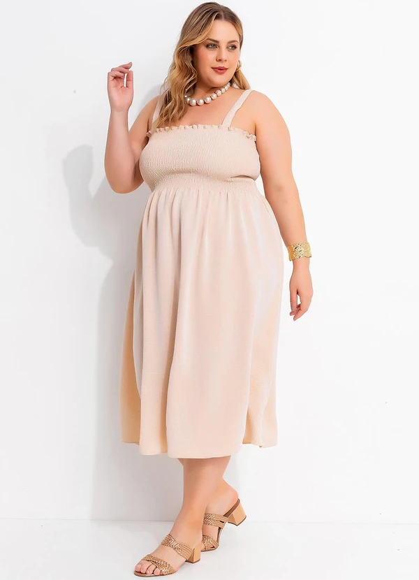 Marguerite - Vestido Bege Claro em Crepe Plano 5