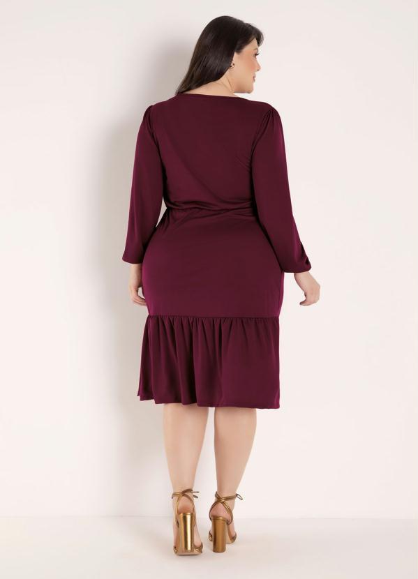 Marguerite - Vestido Bordô com Franzido Plus Size 1