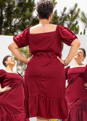 Marguerite - Vestido Bordô em Malha de Poliéster - MARGUERITE