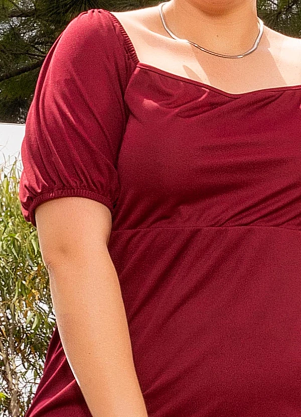 Marguerite - Vestido Bordô em Malha de Poliéster 5