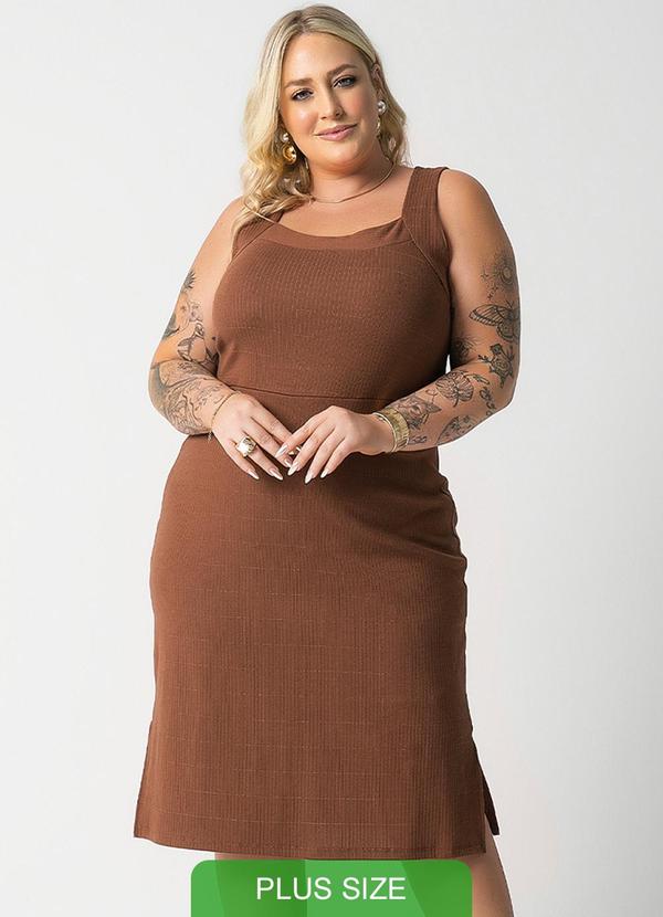 Habana - Vestido Canelado com Fio Brilho Marrom