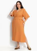 Vestido Caramelo Midi em Tecido de Alfaiataria