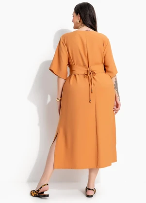 Marguerite - Vestido Caramelo Midi em Tecido de Alfaiataria - MARGUERITE