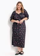 Vestido Cereja Preta em Malha Crepe