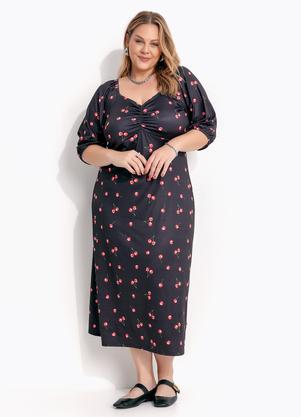 Vestido (Cereja Preta) em Malha Crepe