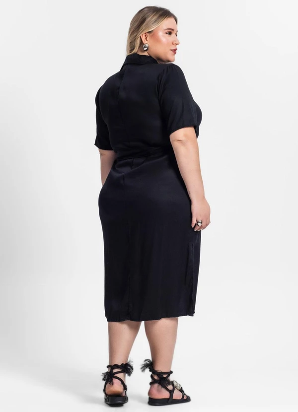Secret Glam - Vestido Chemise Midi Plus Size Preto 2