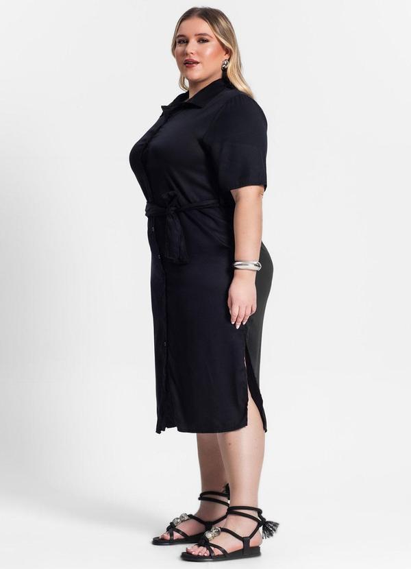 Secret Glam - Vestido Chemise Midi Plus Size Preto 3