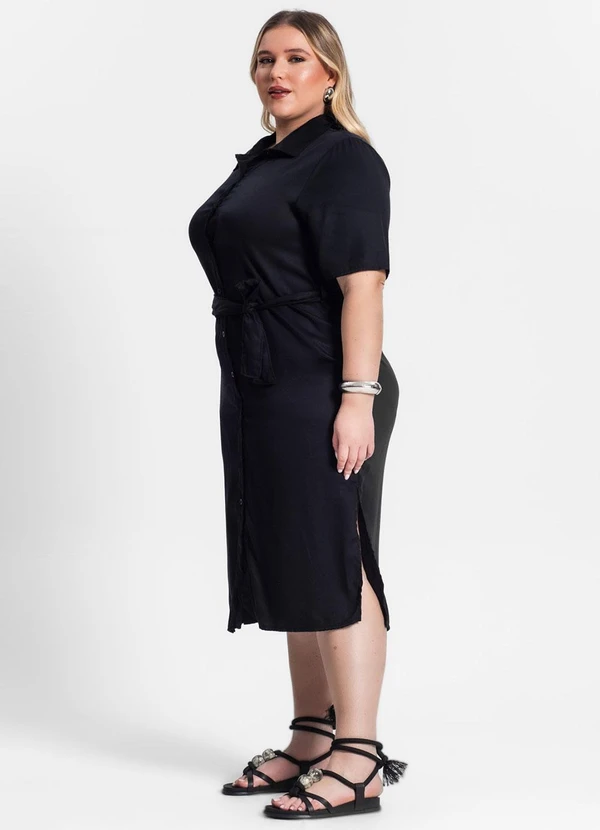 Secret Glam - Vestido Chemise Midi Plus Size Preto 3