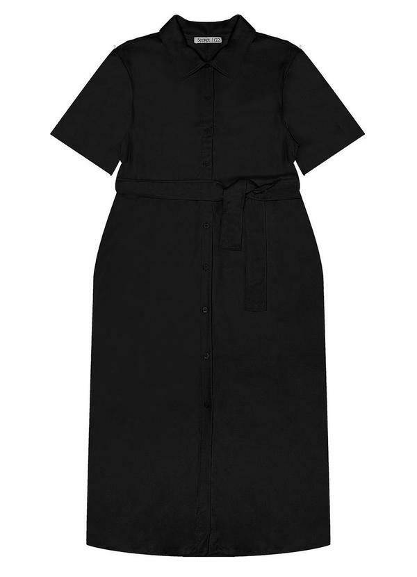 Secret Glam - Vestido Chemise Midi Plus Size Preto 5