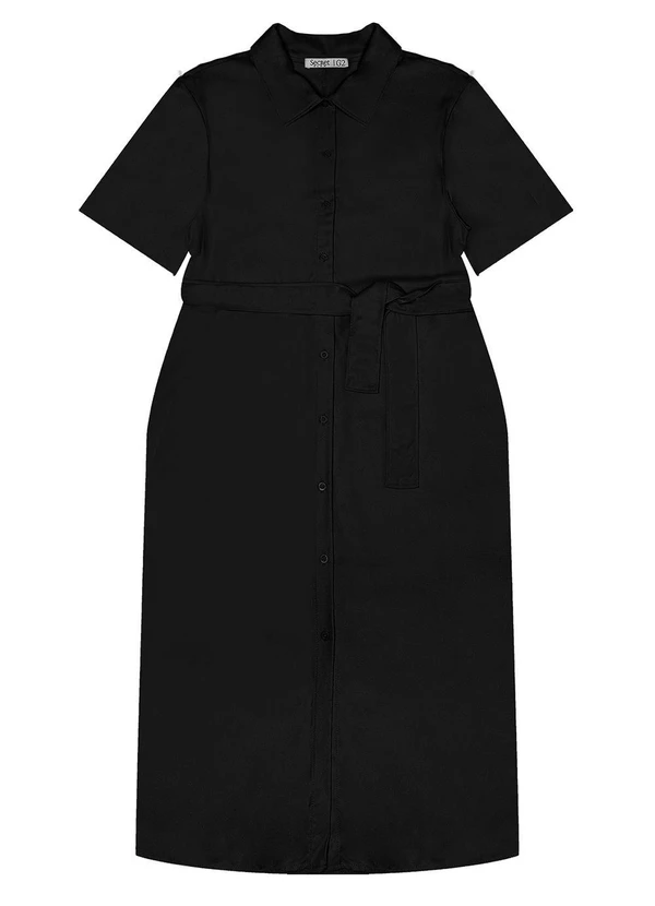 Secret Glam - Vestido Chemise Midi Plus Size Preto 5