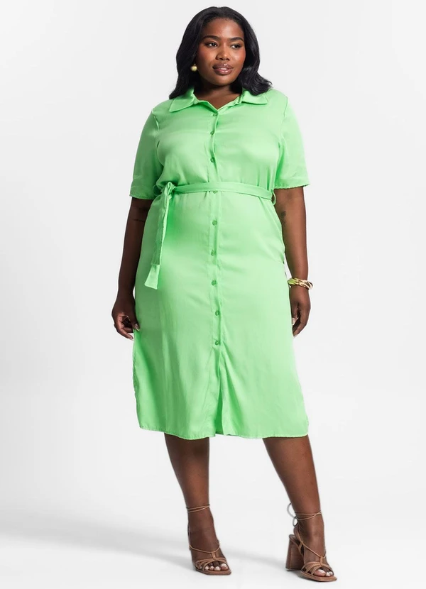 Secret Glam - Vestido Chemise Midi Plus Size Verde 3