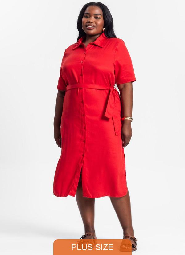 Secret Glam - Vestido Chemise Midi Plus Size Vermelho 3
