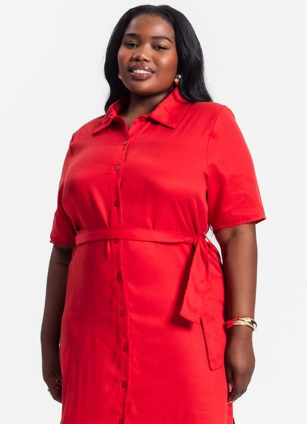 Secret Glam - Vestido Chemise Midi Plus Size Vermelho 4