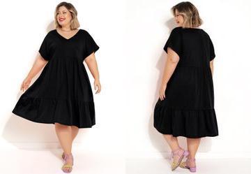 Vestido Preto em Malha de Algod�o