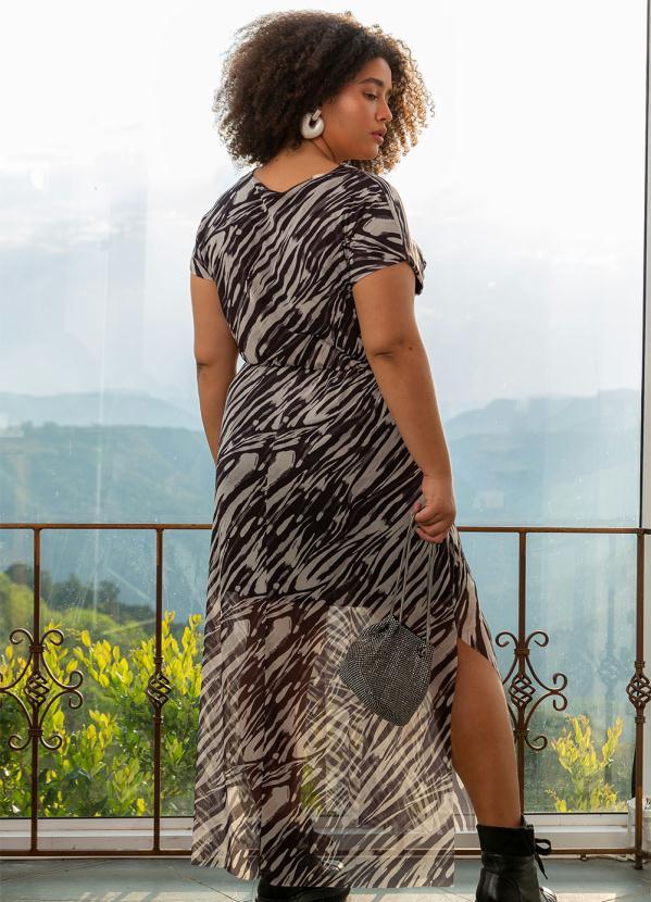 Lisamour - Vestido em Tule Animal Print Bege 2