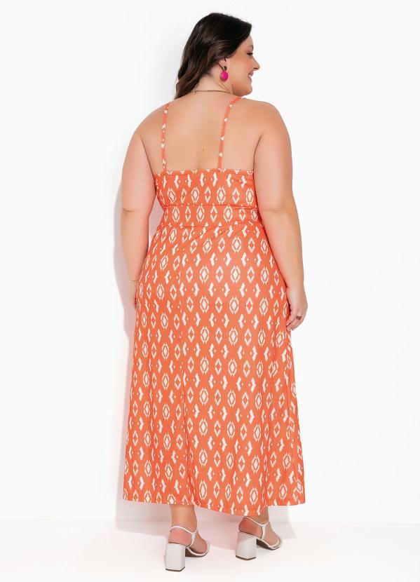 Marguerite - Vestido Étnico Laranja com Alcinhas Plus Size 2