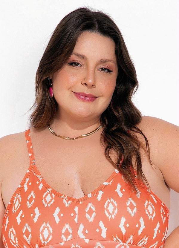 Marguerite - Vestido Étnico Laranja com Alcinhas Plus Size 3