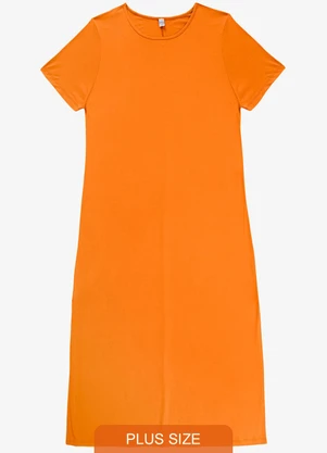 Infinita Cor - Vestido Feminino Midi Plus Size Laranja - INFINITA COR