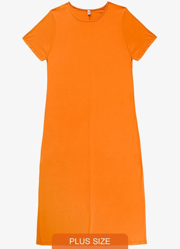 Infinita Cor - Vestido Feminino Midi Plus Size Laranja