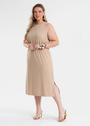 Secret Glam - Vestido Feminino Midi Plus Size Marrom - SECRET GLAM