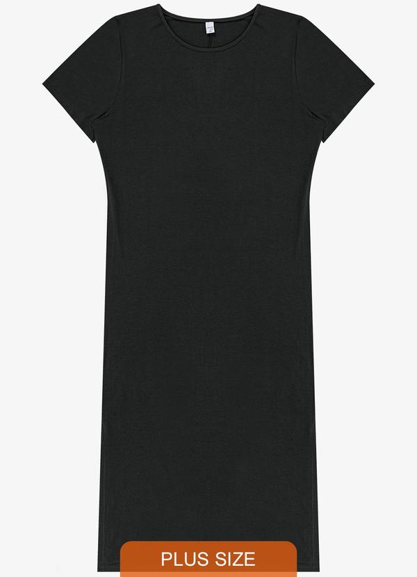 Infinita Cor - Vestido Feminino Midi Plus Size Preto