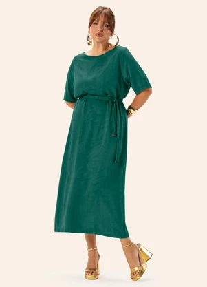 Secret Glam - Vestido Feminino Plus Decote Canoa  Verde - SECRET GLAM
