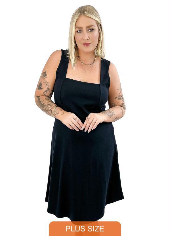 Miss Masy Plus - Vestido Feminino Plus Size Luara Preto