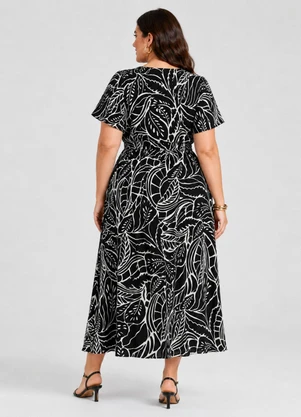 Select - Vestido Feminino Plus Size Transpassado Preto - SELECT