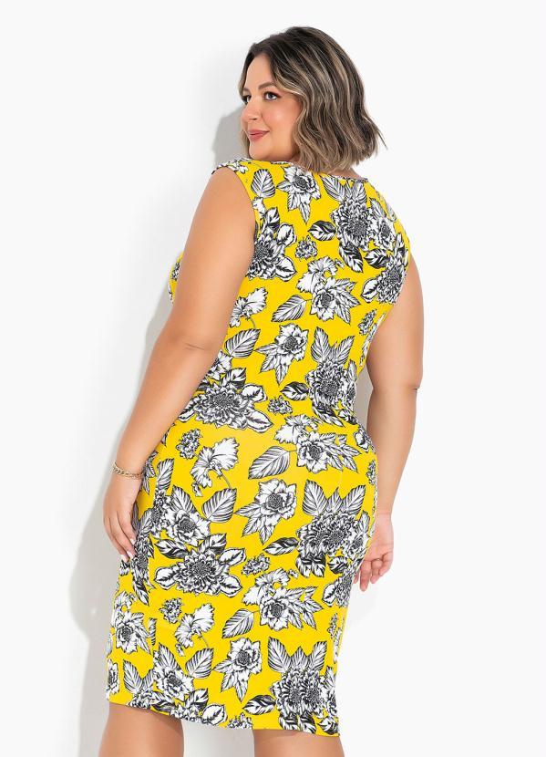 Marguerite - Vestido Floral Amarelo com Babado Plus Size 3