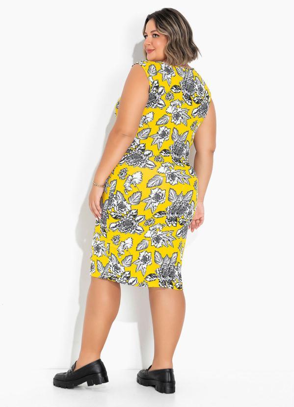 Marguerite - Vestido Floral Amarelo com Babado Plus Size 1