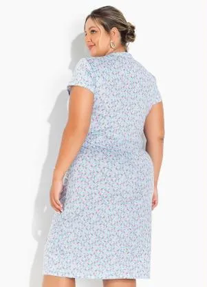 Marguerite - Vestido Floral Azul com Fenda Plus Size - MARGUERITE