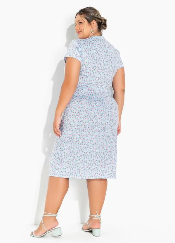 Marguerite - Vestido Floral Azul com Fenda Plus Size 5
