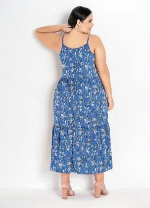 Marguerite - Vestido Floral Azul com Transpasse Plus Size - MARGUERITE