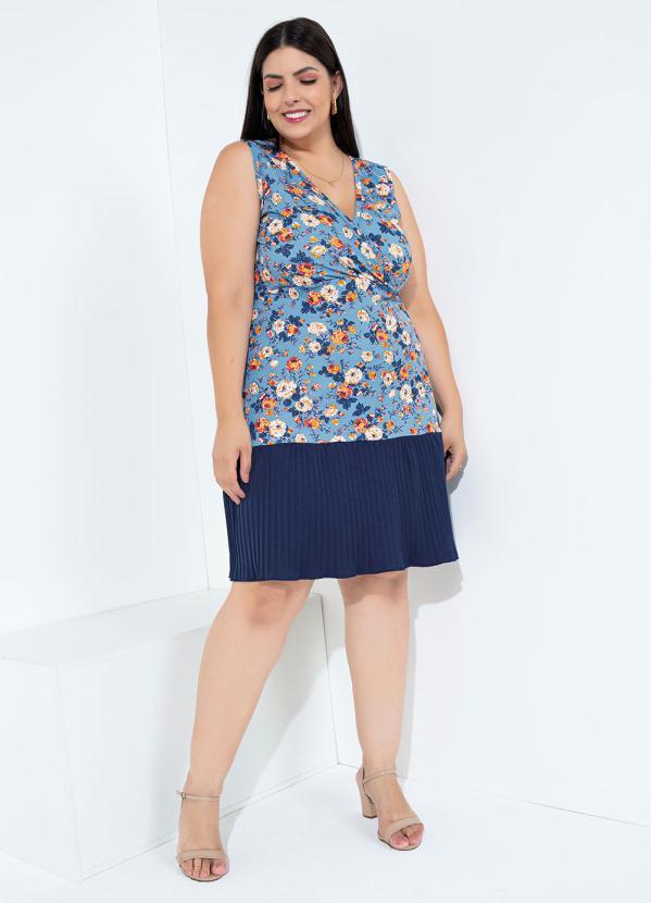 Outlet - Vestido Floral com Barra Plissada Plus Size 4