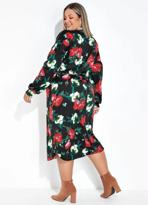 Marguerite - Vestido Floral com Gola e Manga Longa Plus Size 2