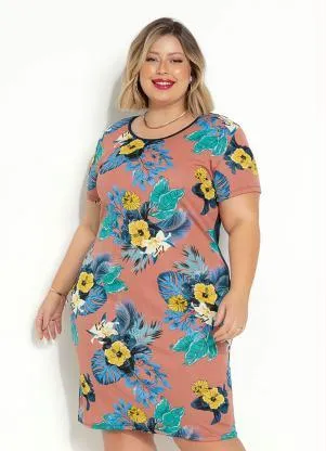Marguerite - Vestido Floral e Marinho Tubinho Plus Size - MARGUERITE