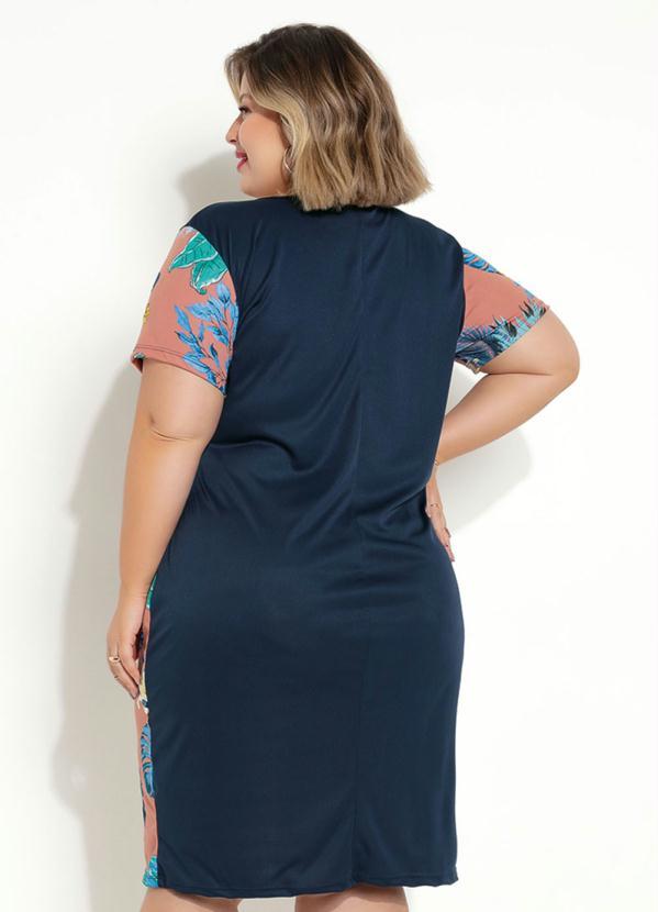 Marguerite - Vestido Floral e Marinho Tubinho Plus Size 2