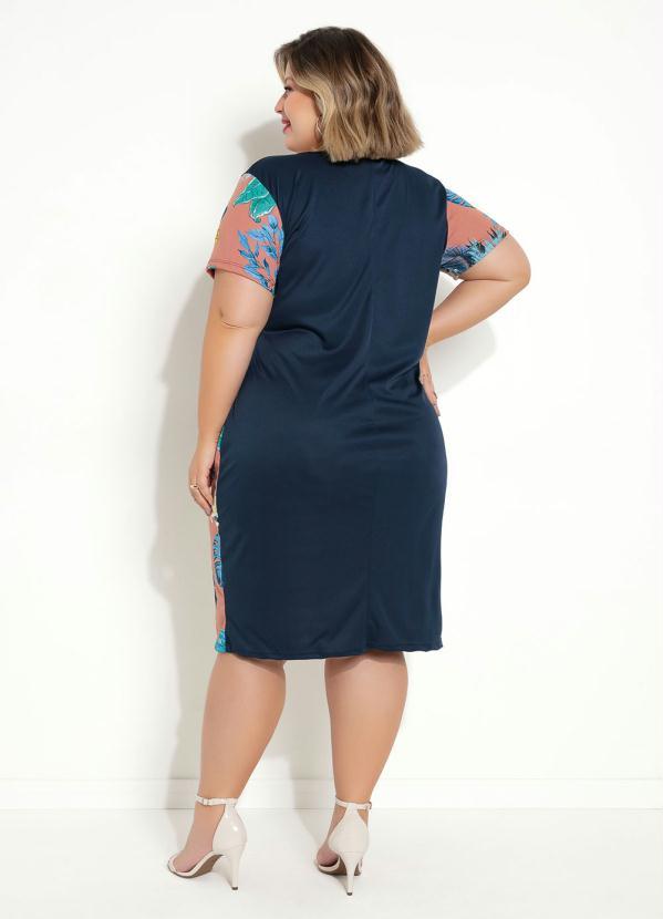 Marguerite - Vestido Floral e Marinho Tubinho Plus Size 5