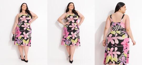 Vestido Floral em Malha de Viscose com Elastano