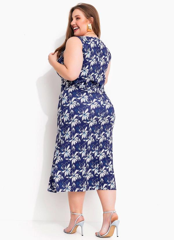 Marguerite - Vestido Floral Marinho em Malha Fria 2