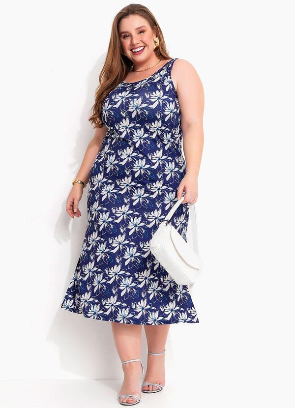 Marguerite - Vestido Floral Marinho em Malha Fria 3