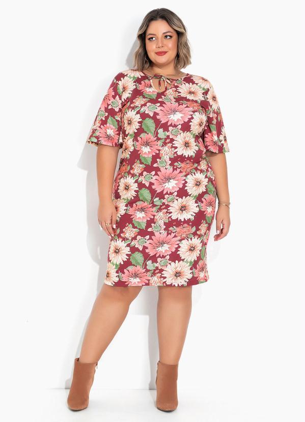 Marguerite - Vestido Floral Marrom Mangas 3/4 Plus Size 4