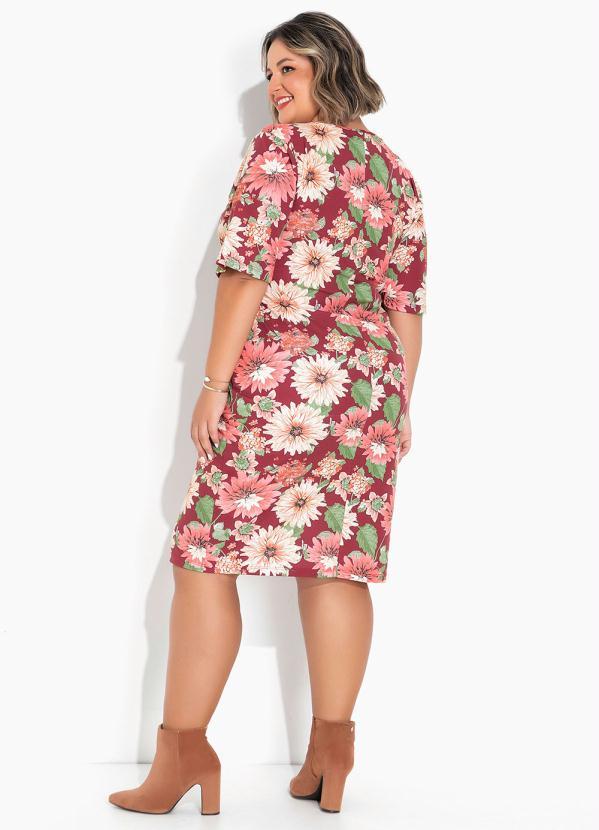 Marguerite - Vestido Floral Marrom Mangas 3/4 Plus Size 5